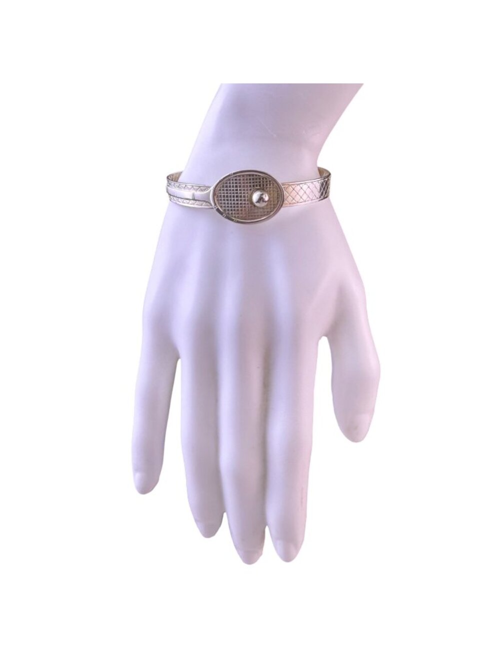 Vintage Gorham Womens Silver Tone Sterling Tennis Racquet Bangle Bracelet